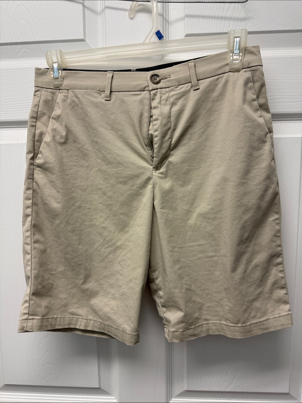 Calvin Klein Beige Flat-Front Chino Shorts